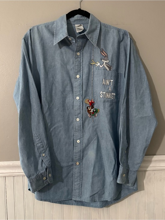 Warner Bros. Tops - Vintage 90’s Looney Tunes Warner Bros. Studio Button Up Long Sleeve Shirt Size S